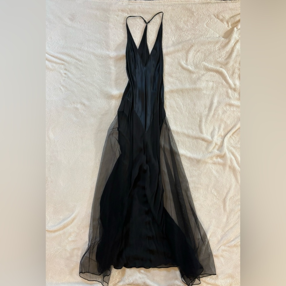Black Silk Victoria’s Secret Negligee with Sheer Paneling